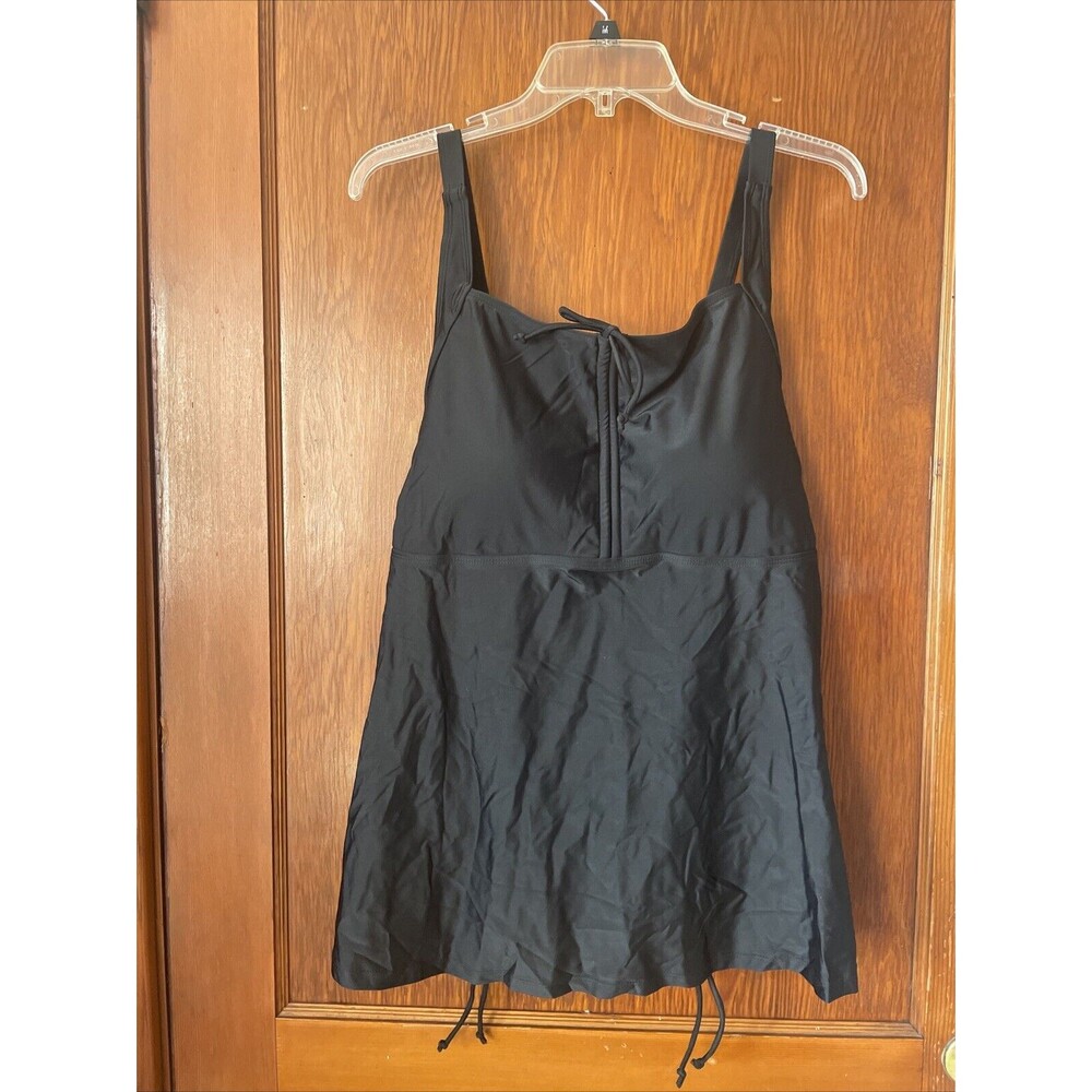 Hanna Nikole Women's Plus Sleeveless Padded Tankini Top Black Size 20W NWT